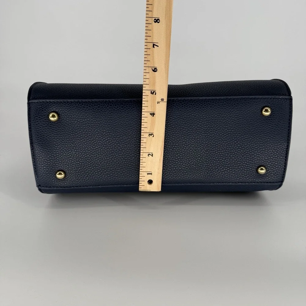 Studio Badgley Mischka Navy Vegan Leather Satchel Bag Top Handle‎ Charm $129
